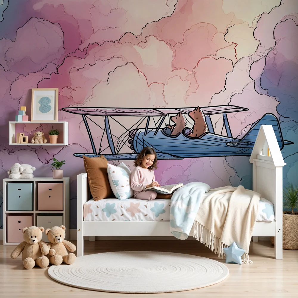 Kinderkamer behang | Avontuur de wolken