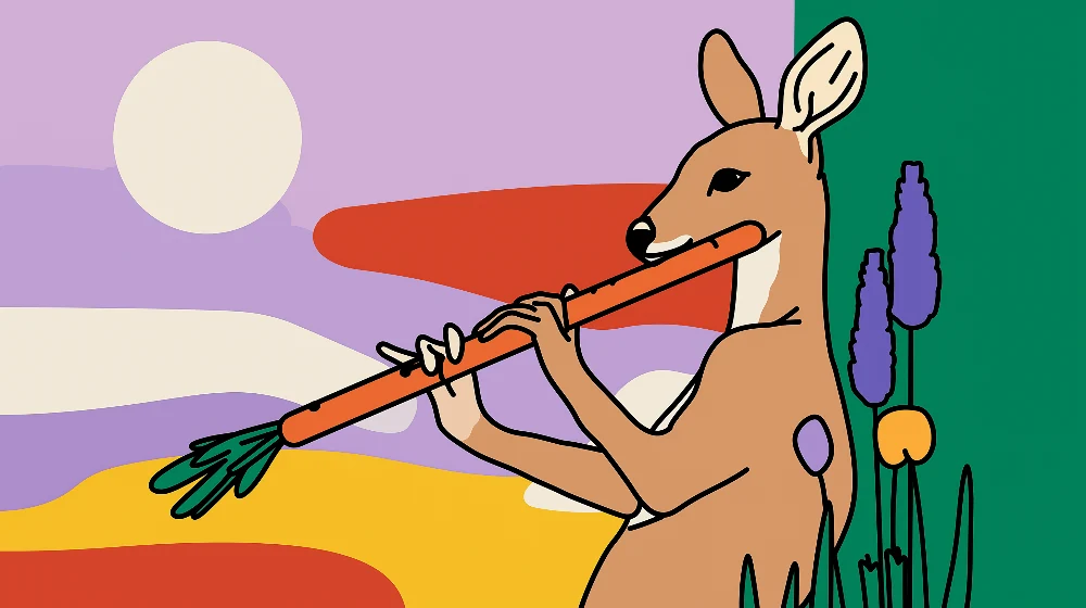 Kinderzimmer Tapete | Ein musikalischer Rehkitz einer bunten Landschaft