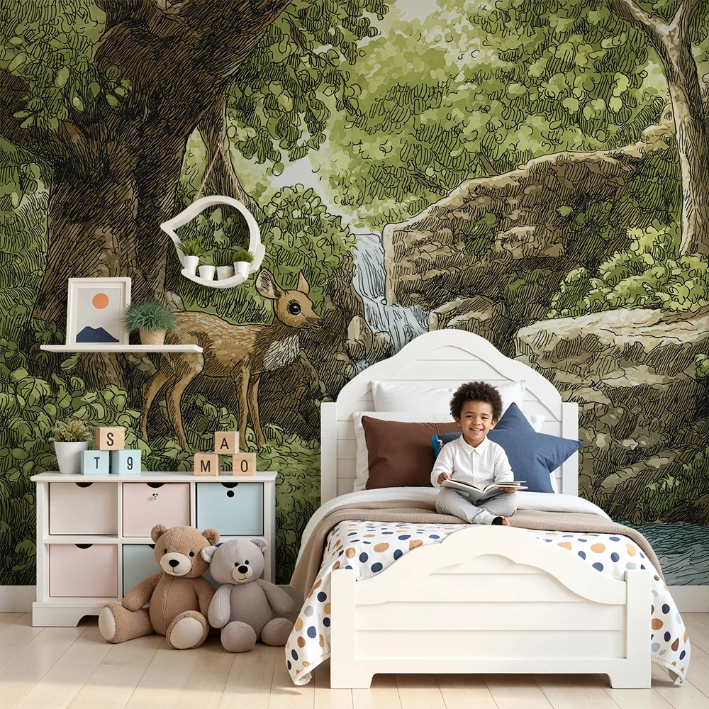 Kinderzimmer Tapete | Fauna flóra u vodopádu