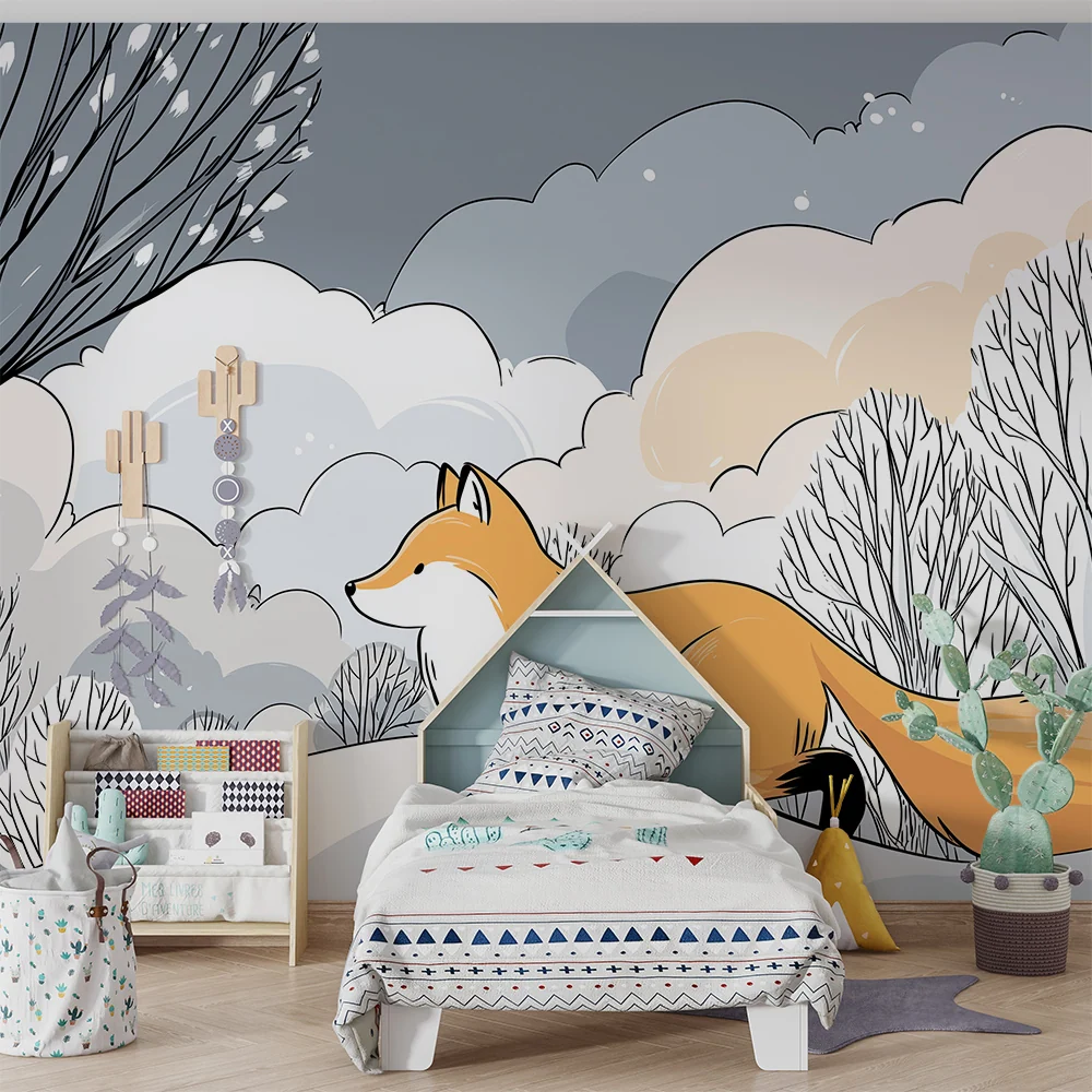 Kinderzimmer Tapete | Fuchs einer beruhigenden Winterlandschaft