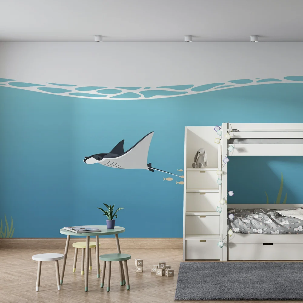 Kinderzimmer Tapete | Mantarochen und Unterwasserabenteuer
