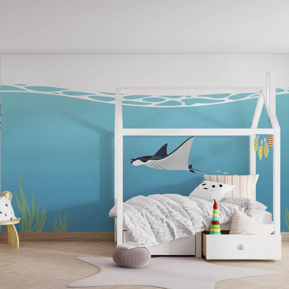 Kinderzimmer Tapete | Mantarochen und Unterwasserabenteuer