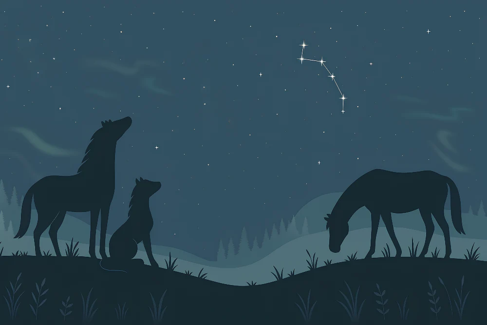 Kinderzimmer Tapete | Nacht Tiere unter den Sternen