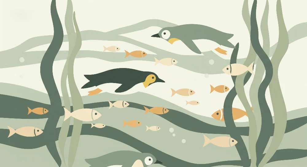 Kinderzimmer Tapete | Tauchen mit Pinguinen und Fischen