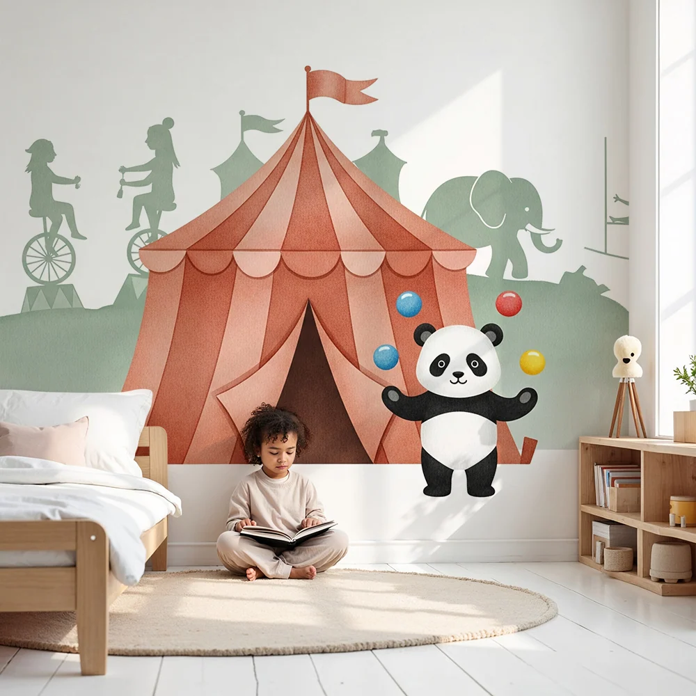 Kinderzimmer Tapete | Zirkus jonglierender Panda