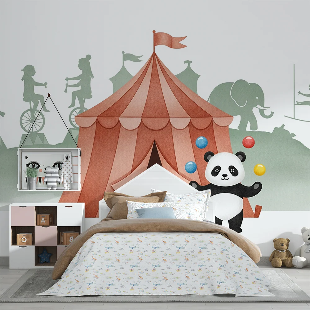 Kinderzimmer Tapete | Zirkus jonglierender Panda