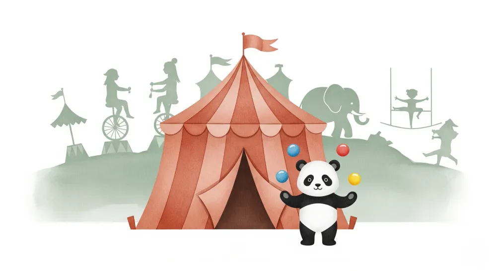 Kinderzimmer Tapete | Zirkus jonglierender Panda