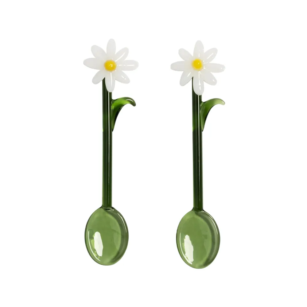 Lžičky FLORA zelené s bílým