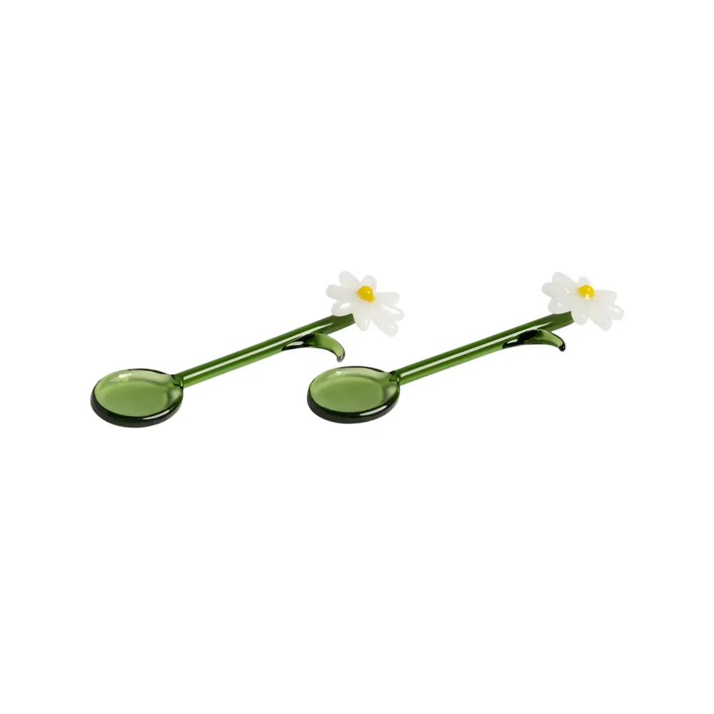 Lžičky FLORA zelené s bílým