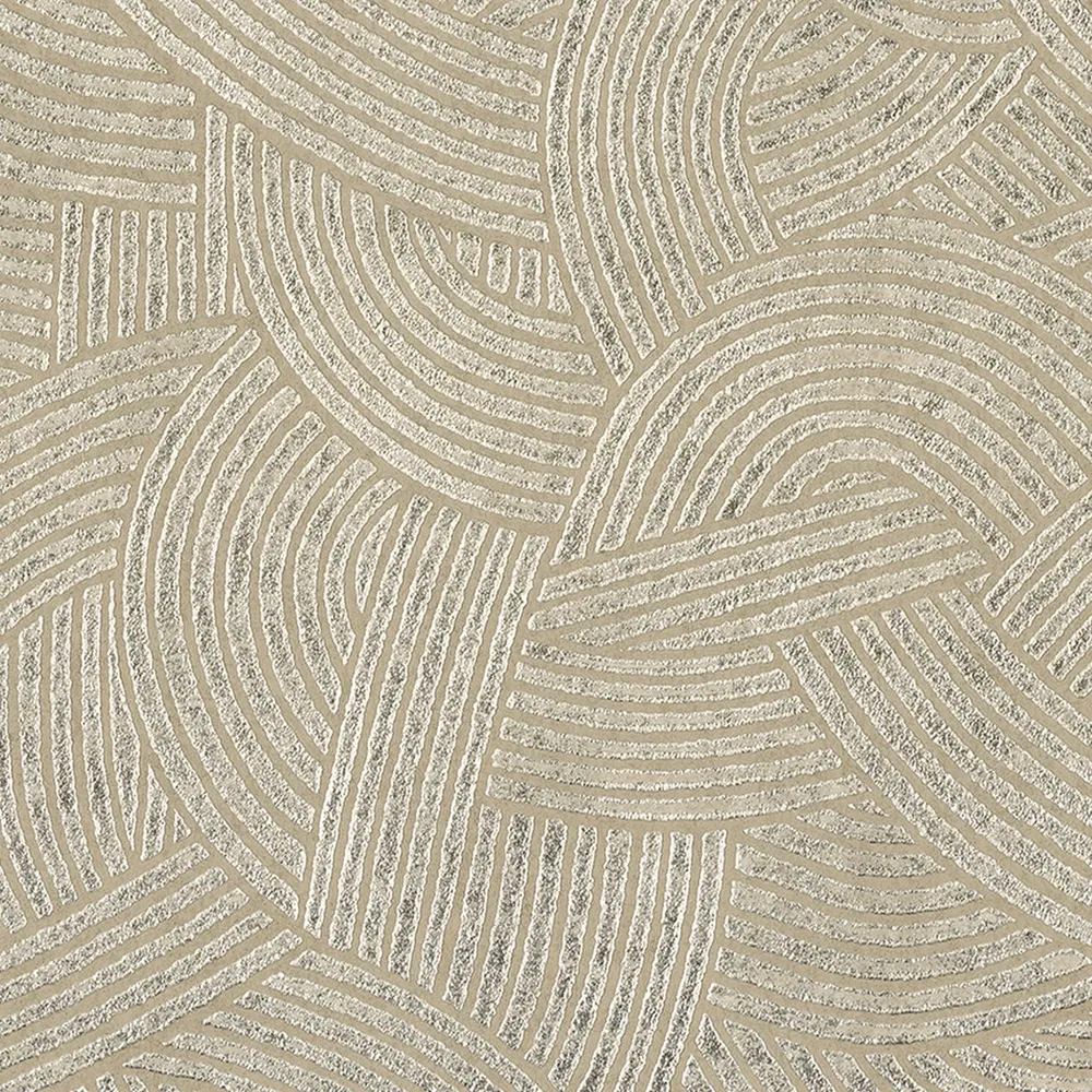 3D metalická strukturovaná tapeta s geometrickým motivem ASSOUAN - BEIGE béžová