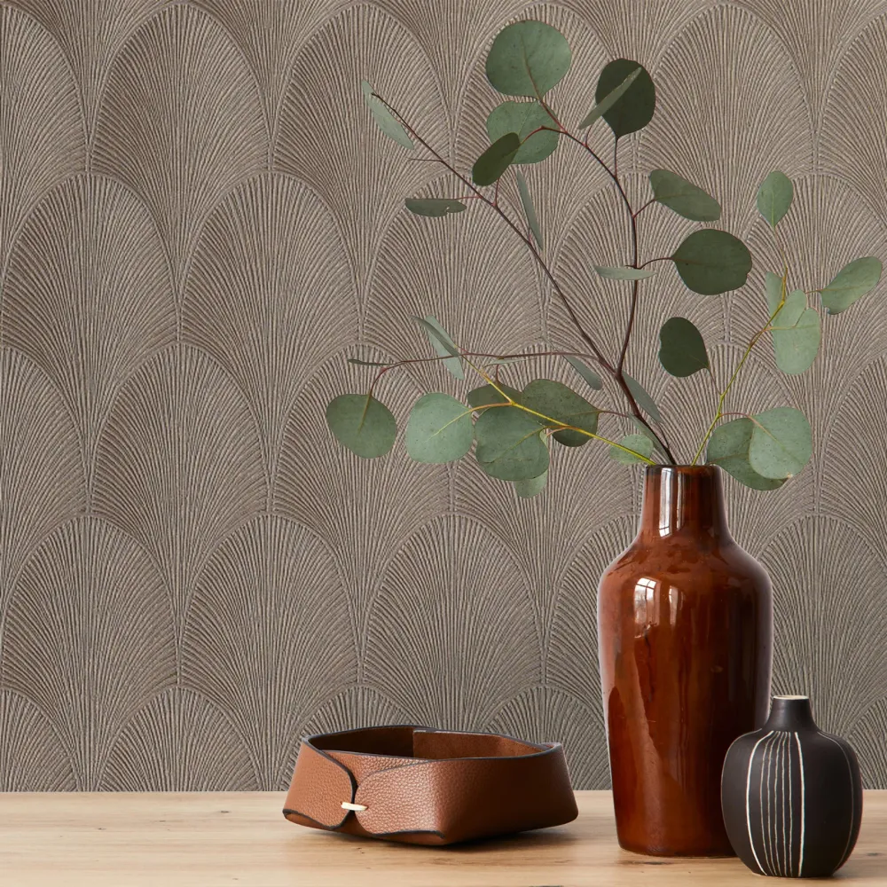 Metalická tapeta s abstraktním vzorem TOURMALINE - TAUPE taupe
