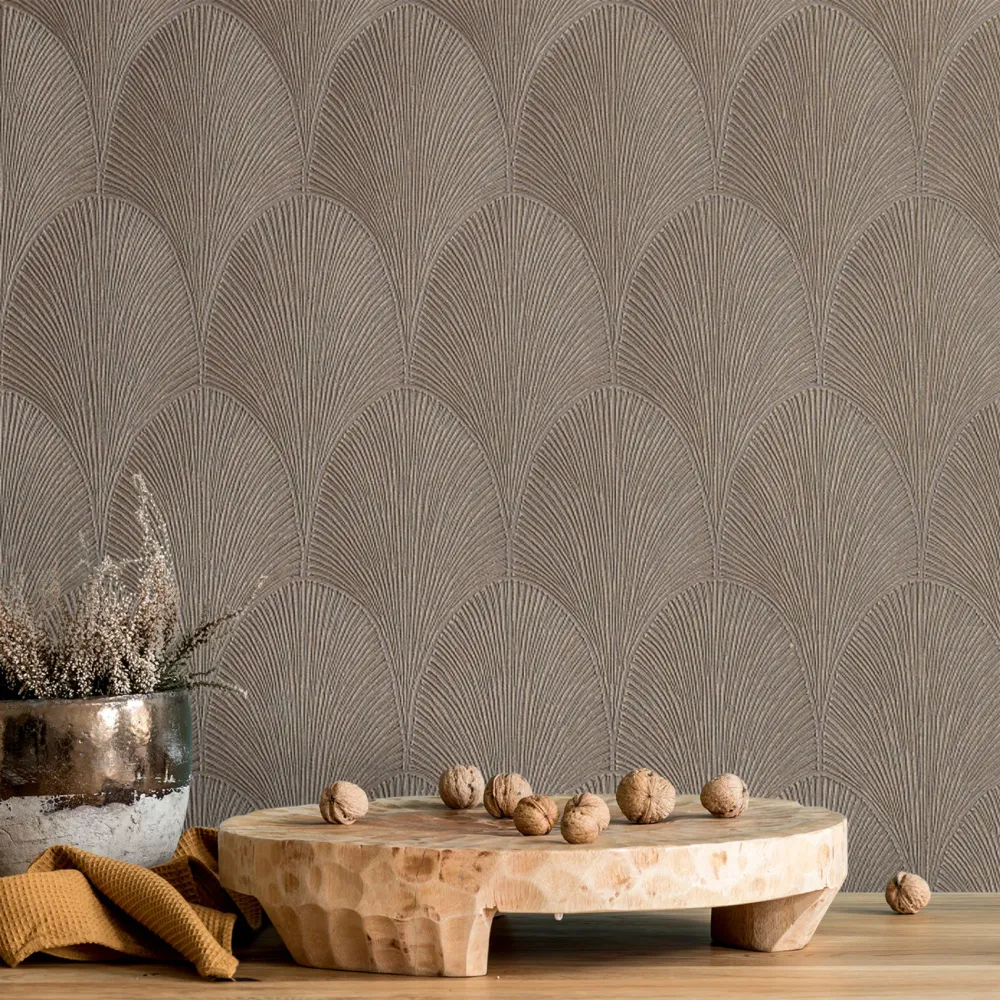 Metalická tapeta s abstraktním vzorem TOURMALINE - TAUPE taupe