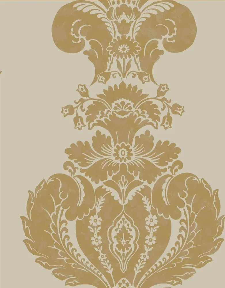 Metalická tapeta s ornamenty ALBEMARLE - Baudelaire metalické zlato na krémové