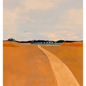 Nástěnná malba s krajinou pšeničného pole MOISSON oranžová