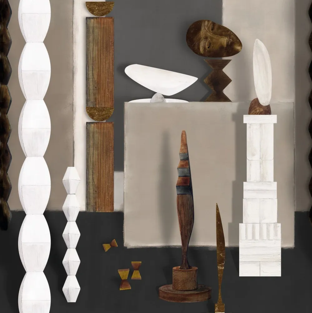 Nástěnná malba s uměleckým motivem L'ATELIER DE BRANCUSI - GREGE hnědá s bílou