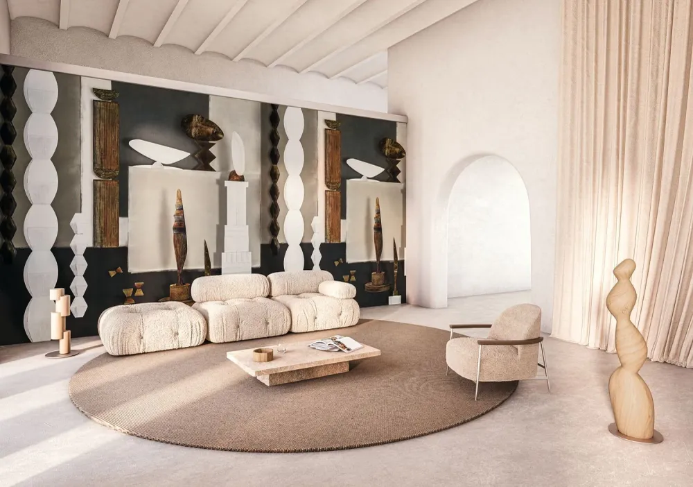 Nástěnná malba s uměleckým motivem L'ATELIER DE BRANCUSI - GREGE hnědá s bílou