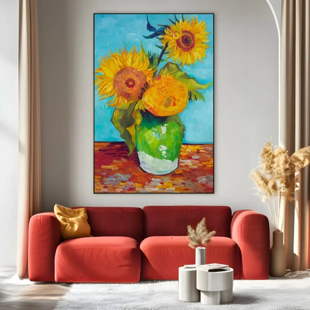Váza s třemi slunečnicemi, Vincent Van Gogh OGC