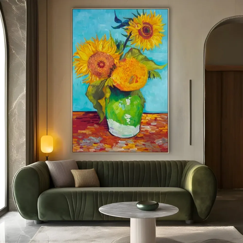 Váza s třemi slunečnicemi, Vincent Van Gogh OGC