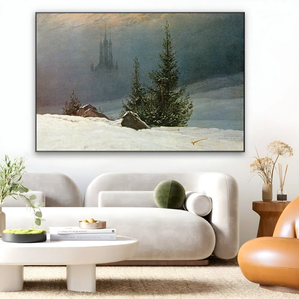 Zimní krajina s kostelem, Caspar David Friedrich OGC