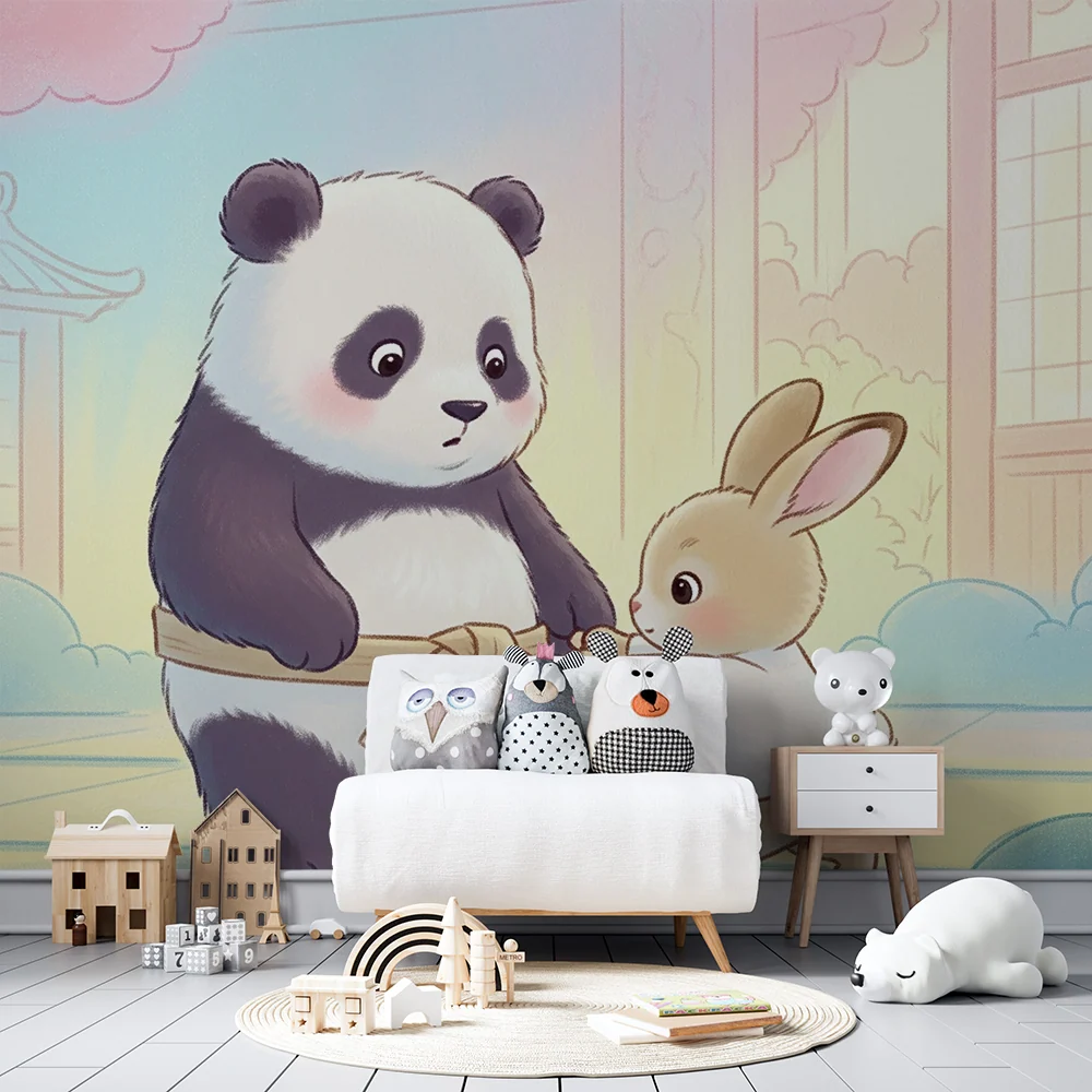 Papier de parede dětský pokoj | Panda králík v dobrodružství