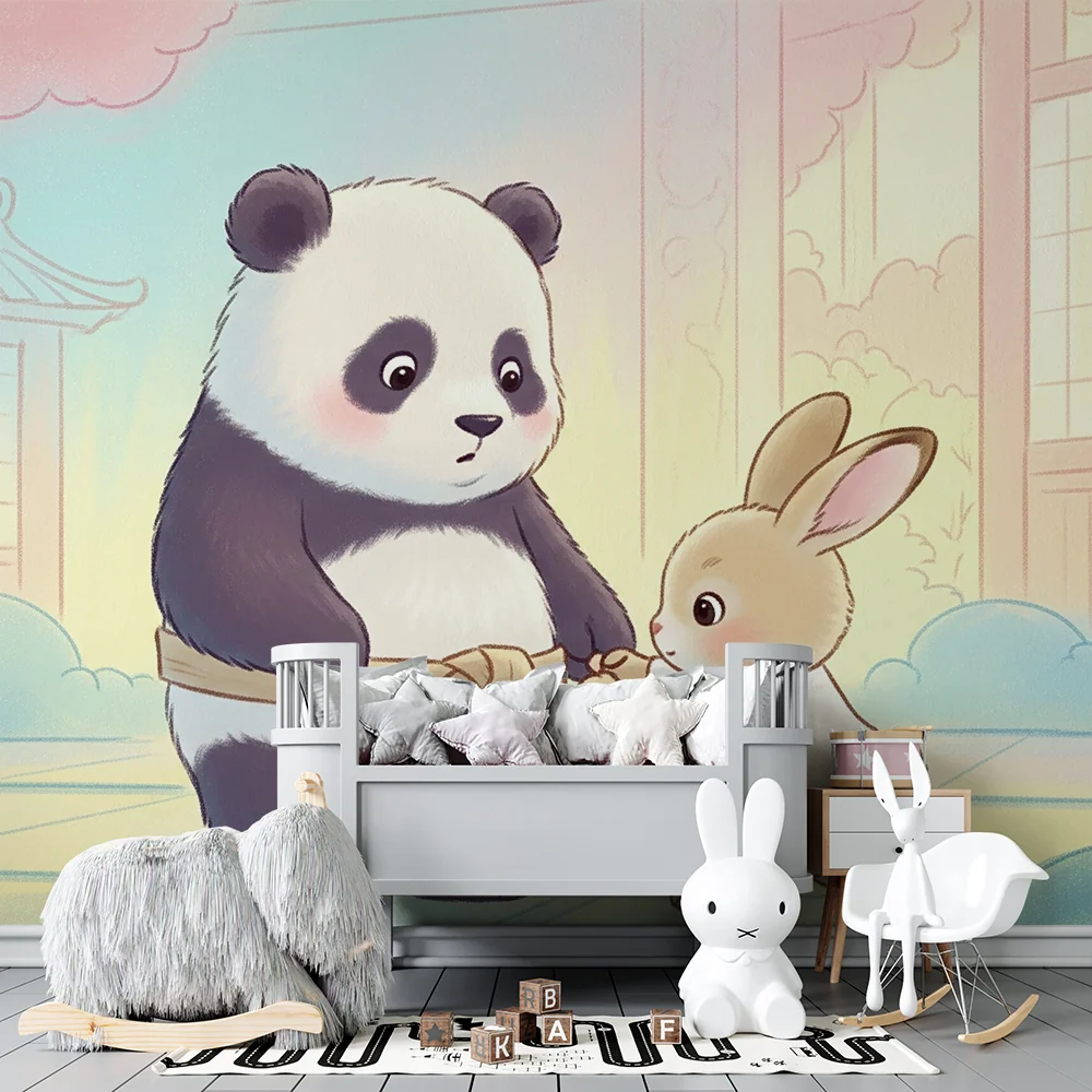 Papier de parede dětský pokoj | Panda králík v dobrodružství