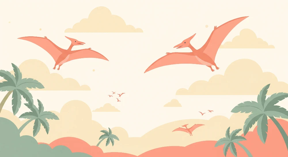 Papier de parede para crianças | Pterodáctilos voando sobre uma selva colorida
