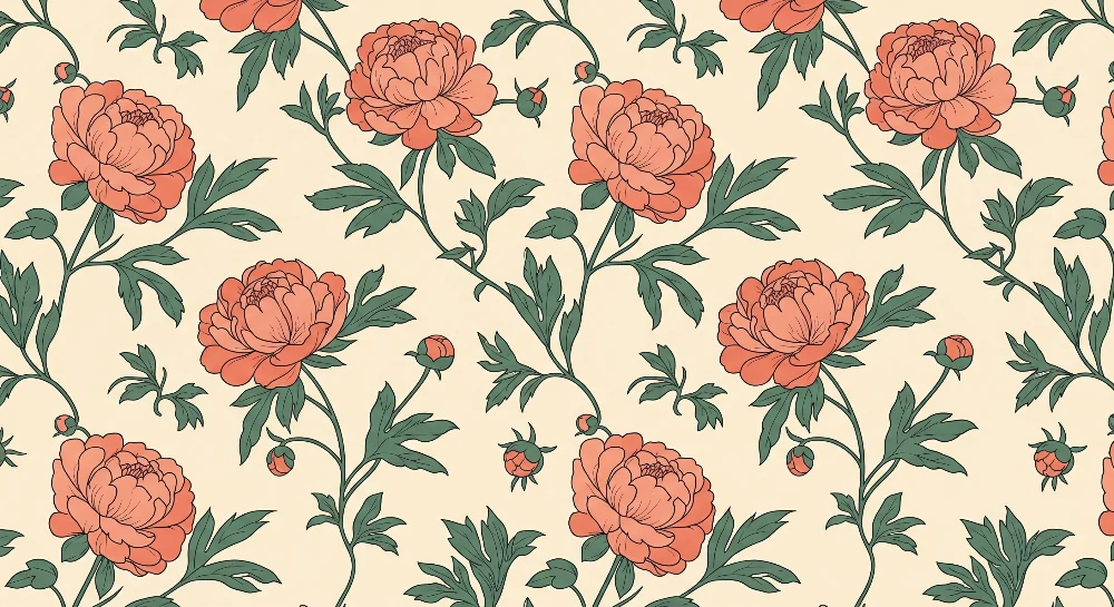 Papier de parede quarto bebê | Flores delicadas em fundo creme
