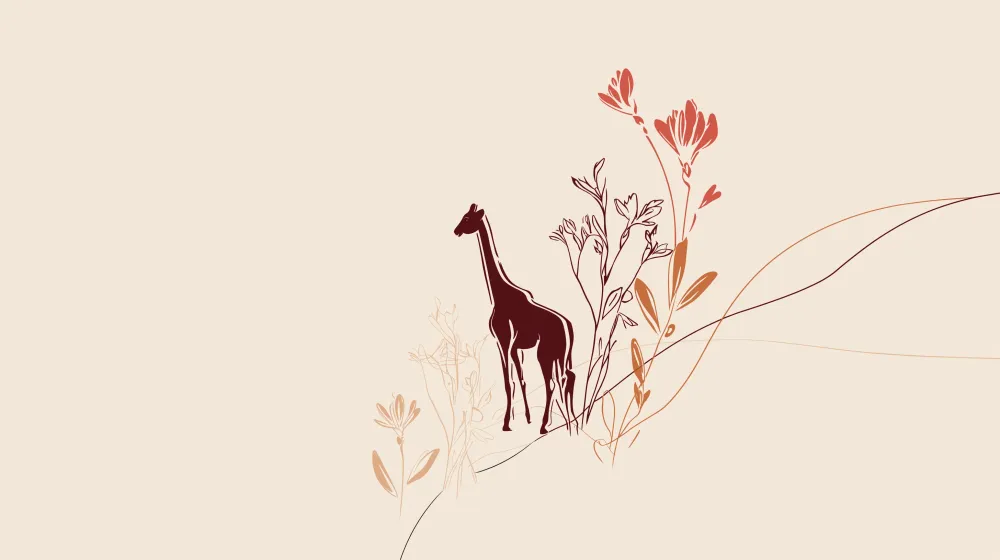 Papier de parede quarto bebê | Girafa e flores delicadas
