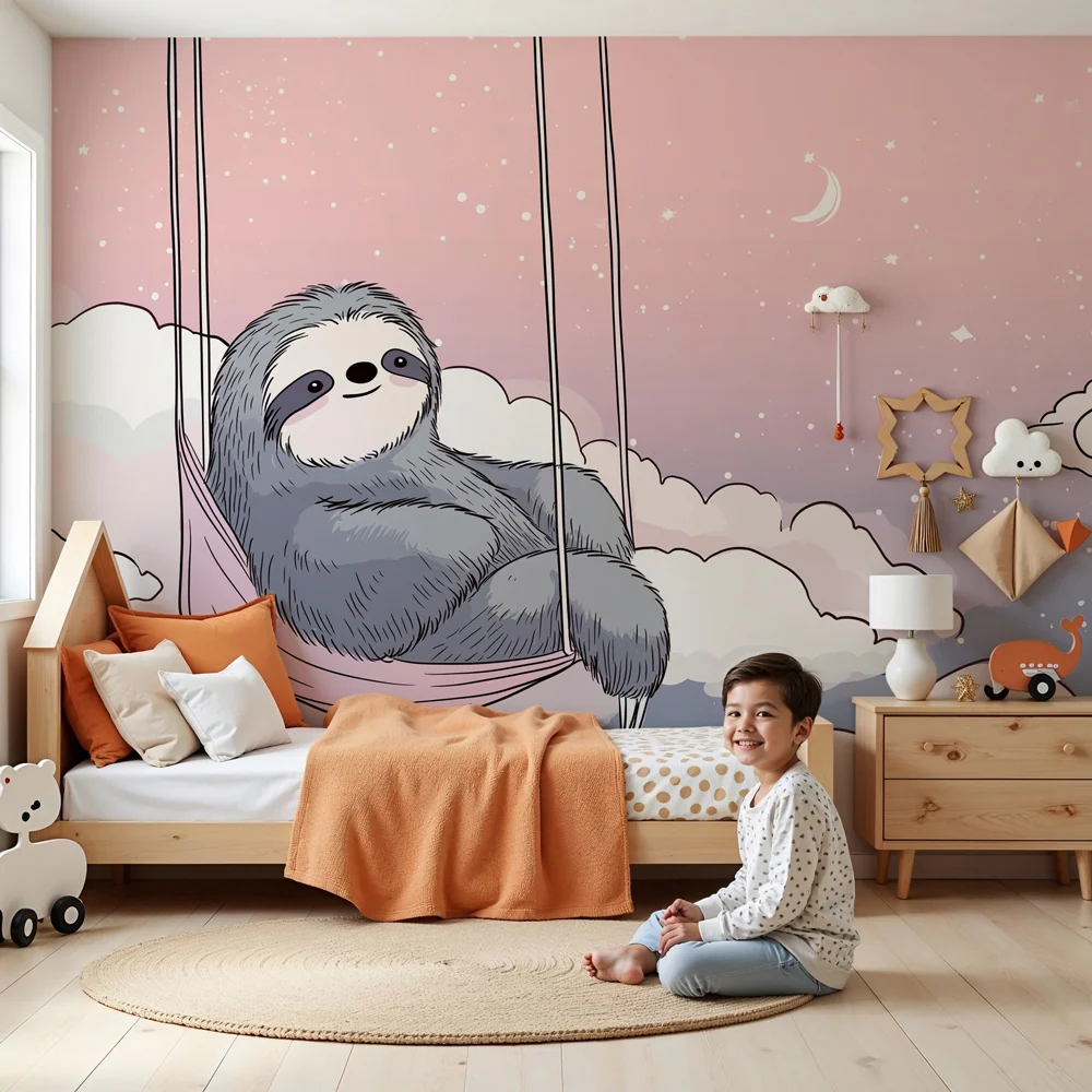 Papier de parede quarto bebê | Klidný lenoch v oblacích