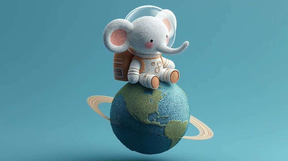 Papier peint dětského pokoje | Slon astronaut na planetě Zemi