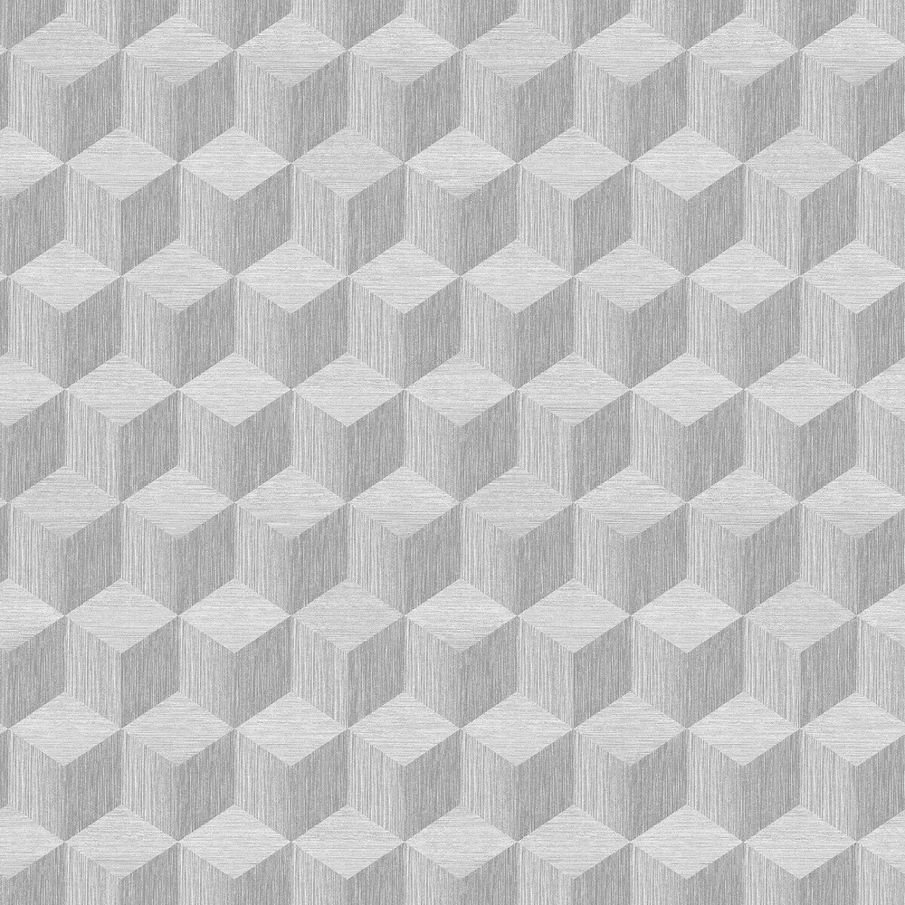 Papírová flizelinová tapeta s geometrickým vzorem CUBE šedá