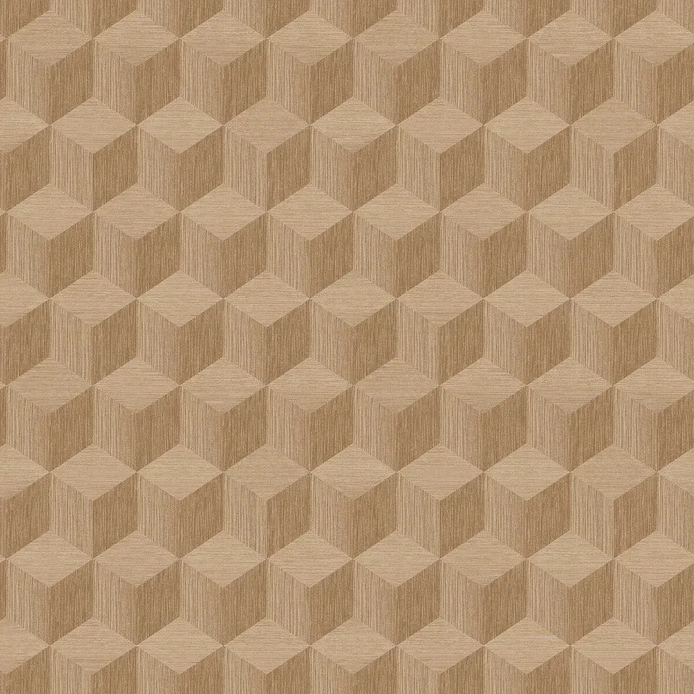 Papírová flizelinová tapeta s geometrickým vzorem CUBE tmavě béžová