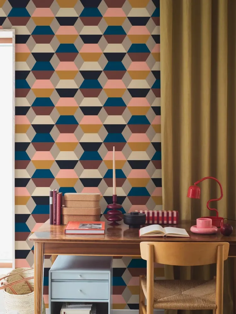 Papírová flizelinová tapeta s geometrickým vzorem PRISMA jasná vícebarevná