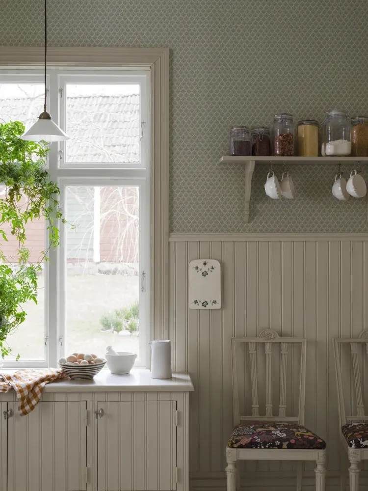 Papírová flizelinová tapeta s geometrickým vzorem SVEA zelená