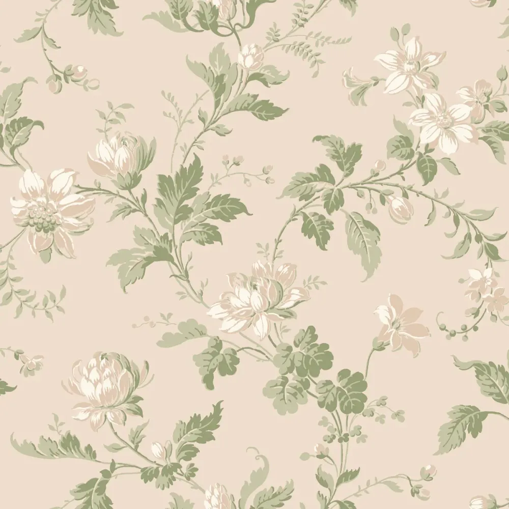 Papírová flizelinová tapeta s rostlinným vzorem BLOMSLINGA růžová se zelenou