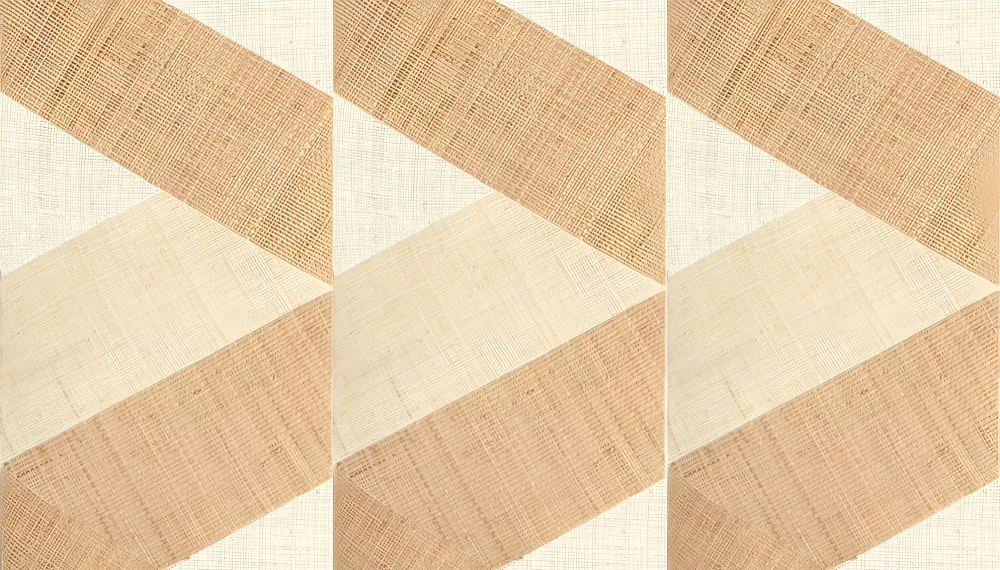 Přírodní tapeta s geometrickým vzorem z rafie SOLAL - NATUREL světlá hnědá s béžovou