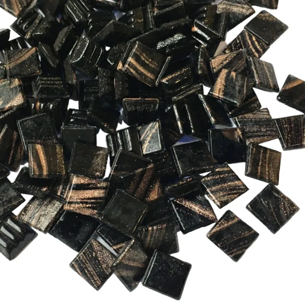 Skleněná mozaika s proplétaným zlatem 10mm hematit