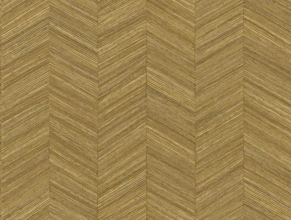 Strukturovaná geometrická tapeta napodobující dřevo s vzorem rybí kosti OCOTEA - OCRE medová