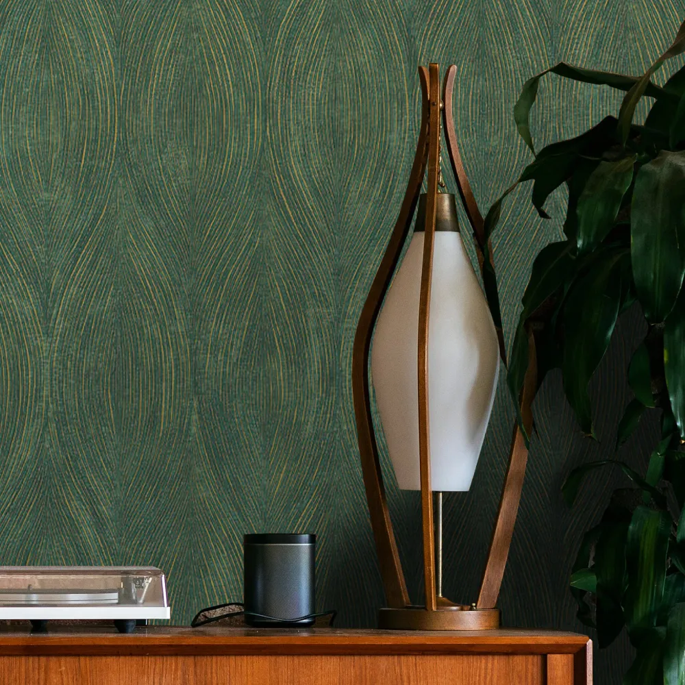 Strukturovaná metalická tapeta s abstraktním vzorem KERAMOS - CYPRÈS/DORÉ zelená