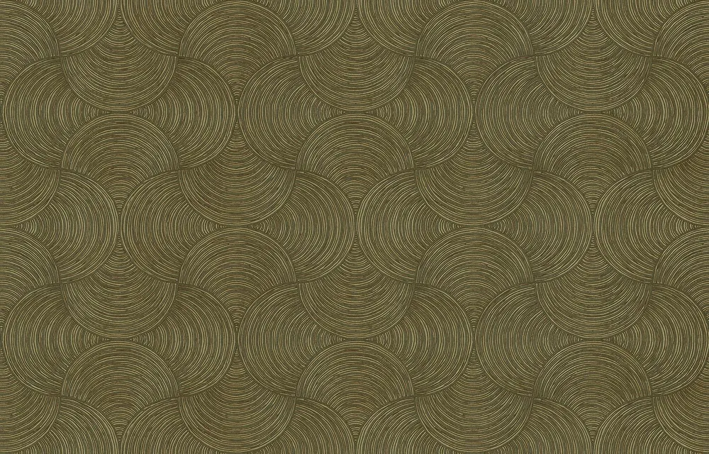 Strukturovaná metalická tapeta s geometrickým vzorem METEORE - KAKI/BRONZ tmavě zelená s bronzem