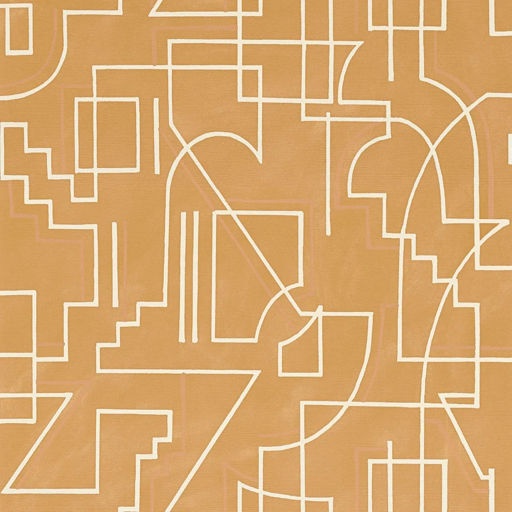 Strukturovaná tapeta s geometrickým motivem ALEXANDER - MIEL oranžová