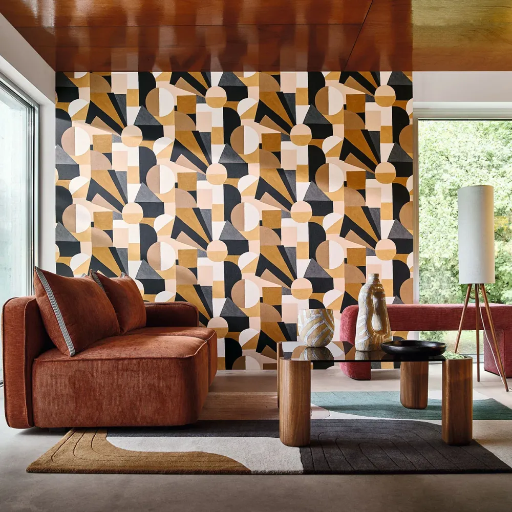 Strukturovaná tapeta s geometrickým motivem SONIA - NUDE růžovo-hnědá