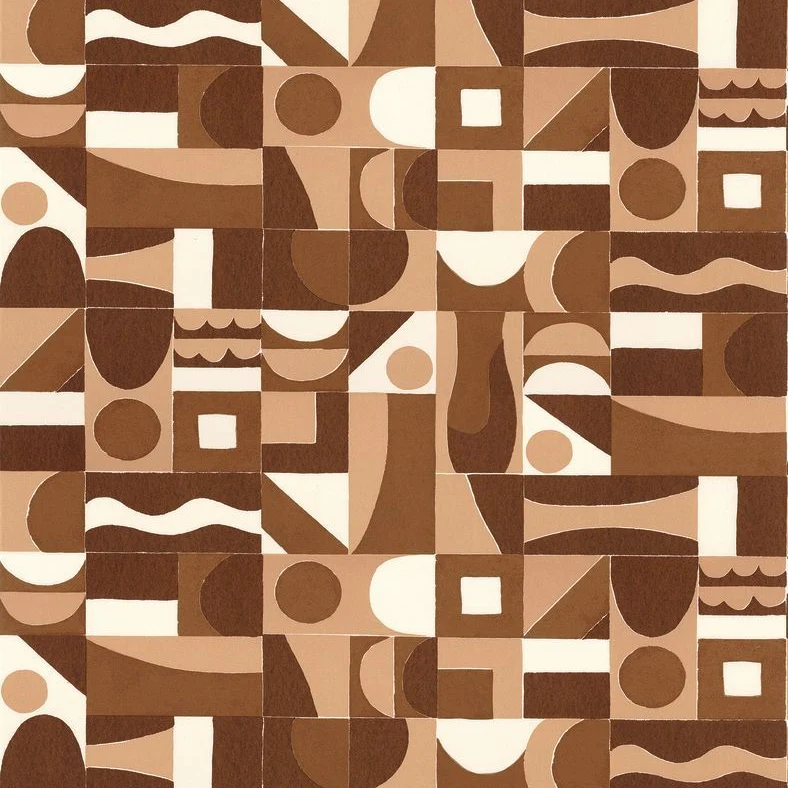 Strukturovaná tapeta s geometrickým vzorem GOURNA - TERRACOTTA/CUIVRE terakota s bronzem