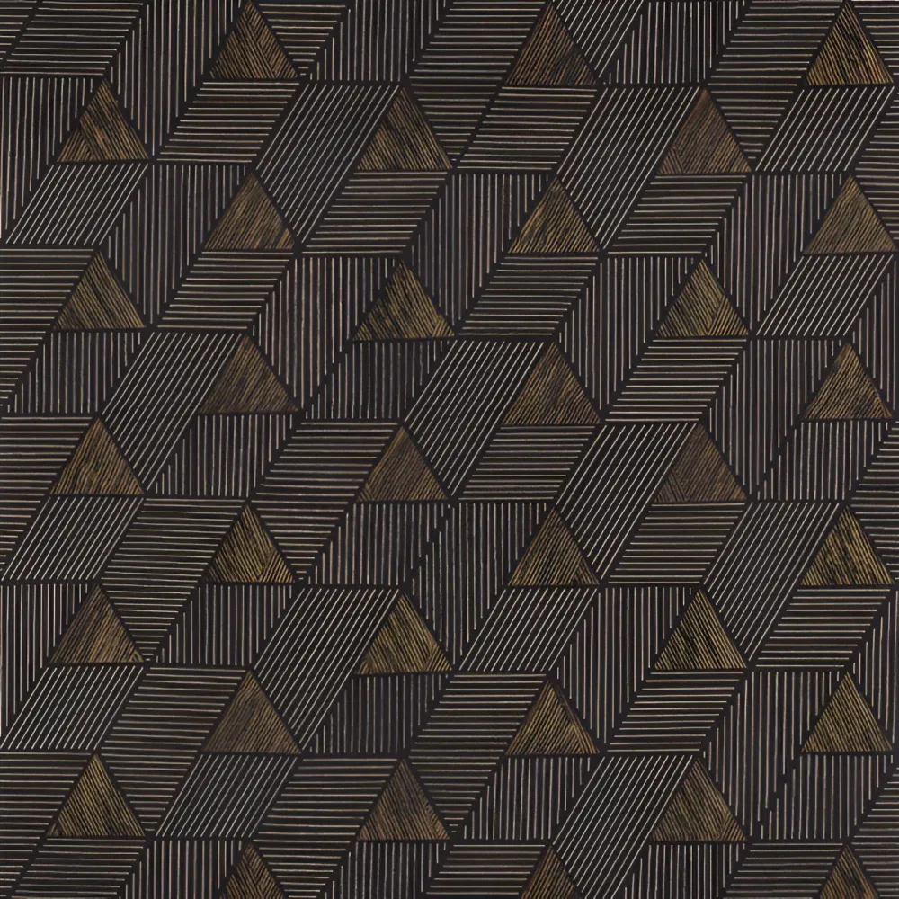 Strukturovaná tapeta s geometrickým vzorem MÉROÉ - NOIR/MORDORE černá s hnědou