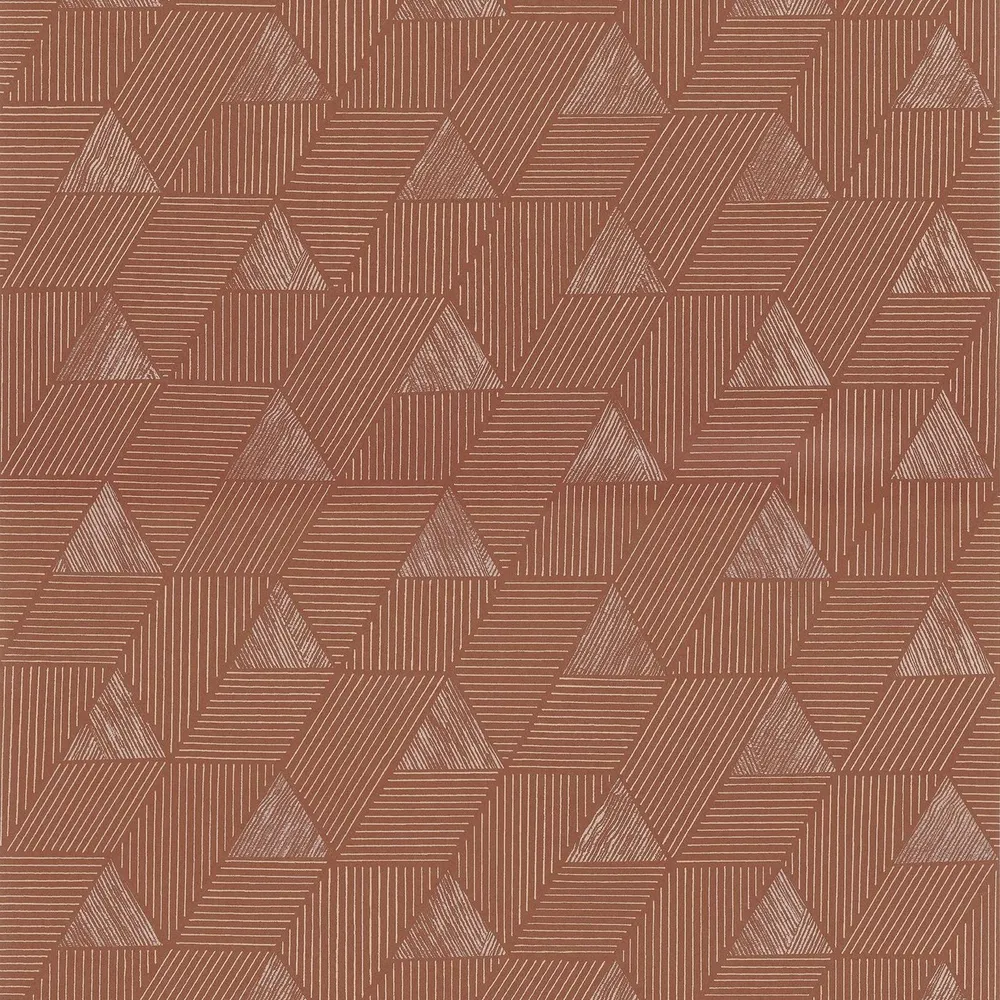 Strukturovaná tapeta s geometrickým vzorem MÉROÉ - TERRE BATTUE/VUIVRE terakota