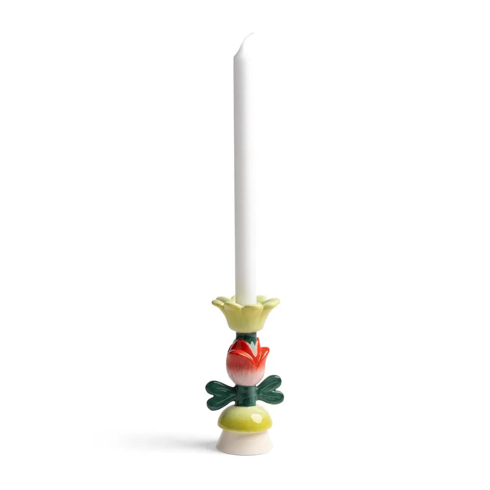 Svícen BLUME zelený s červenou žlutou