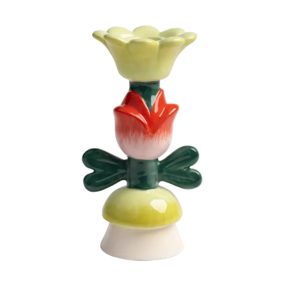 Svícen BLUME zelený s červenou žlutou