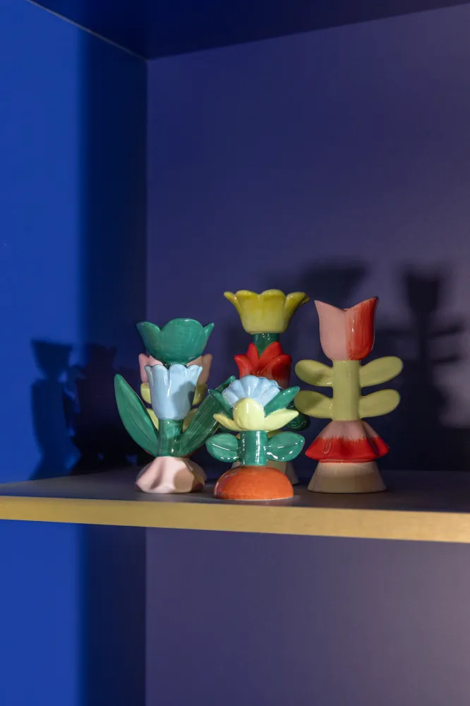 Svícen BLUME zelený s červenou žlutou