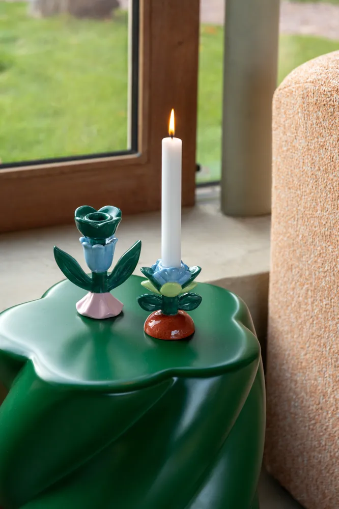 Svícen BLUME zelený s modrou růžovou