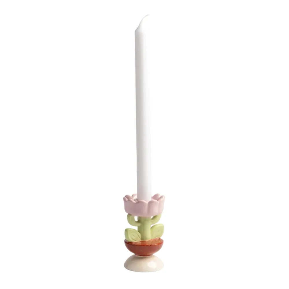 Svícen BLUME zelený s růžovou červenou